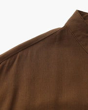 Men’s Mandarin Collar Shirt – Relaxed Fit Textured Cotton Shirt