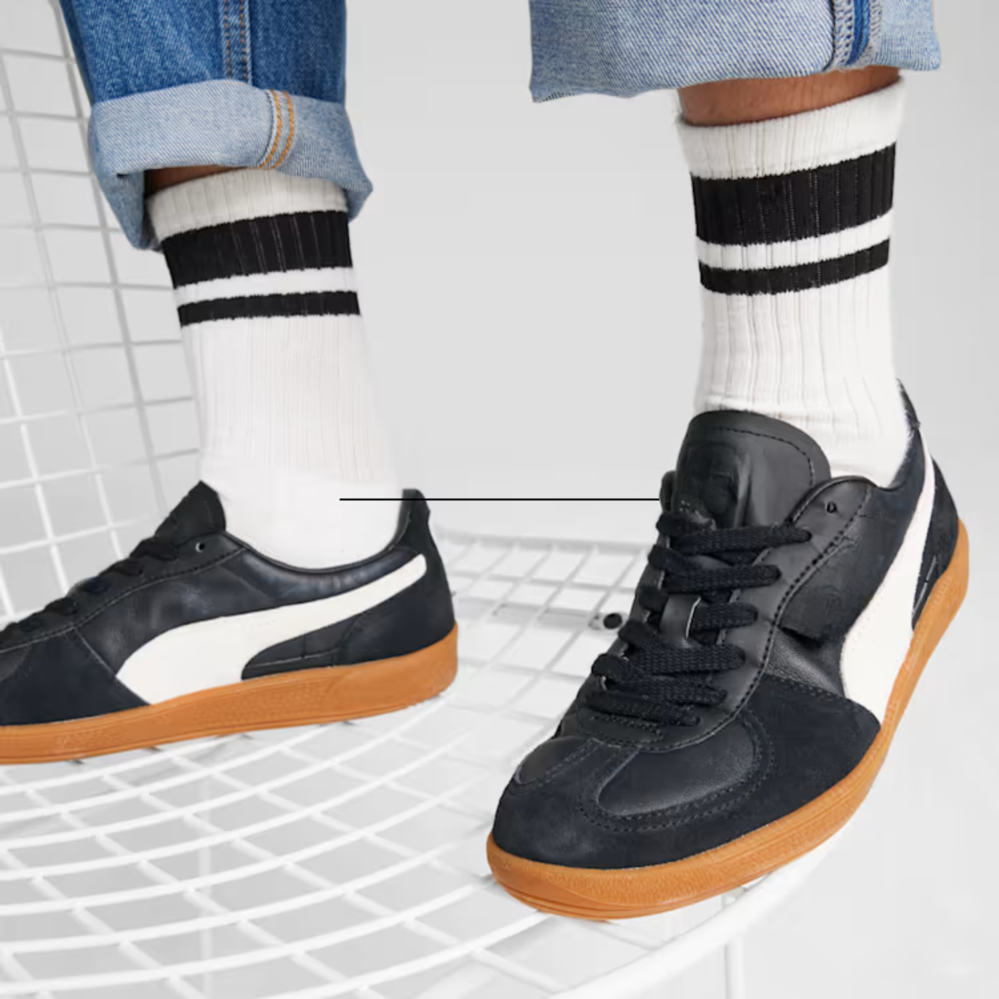Palermo Leather Sneakers Unisex Black Feather Gray Gum