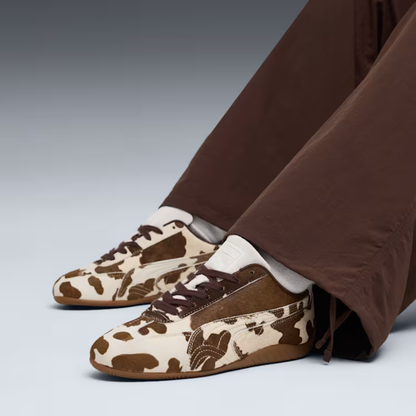 Supercat Cow Print Sneakers Women Chocolate Brown Gum