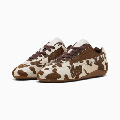 Supercat Cow Print Sneakers Women Chocolate Brown Gum