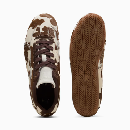 Supercat Cow Print Sneakers Women Chocolate Brown Gum