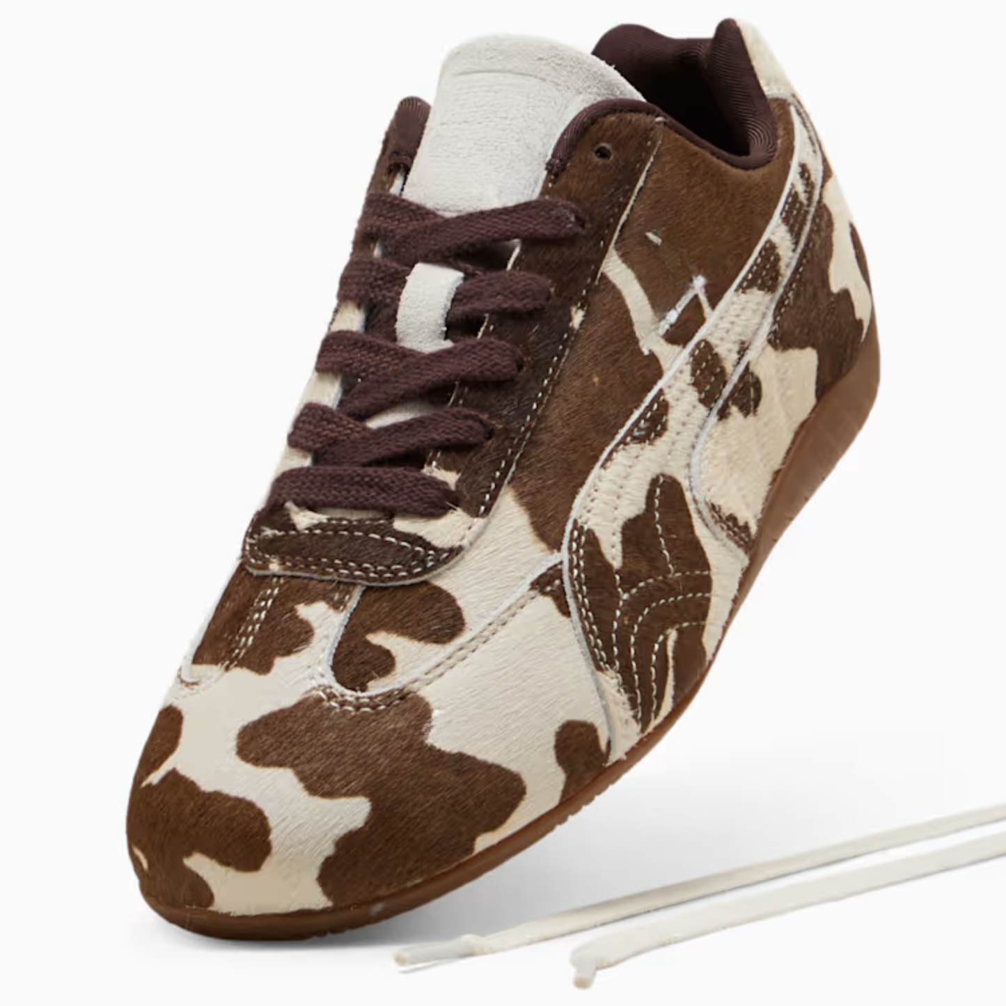 Supercat Cow Print Sneakers Women Chocolate Brown Gum