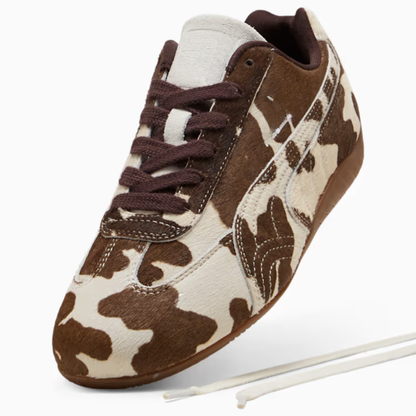 Supercat Cow Print Sneakers Women Chocolate Brown Gum